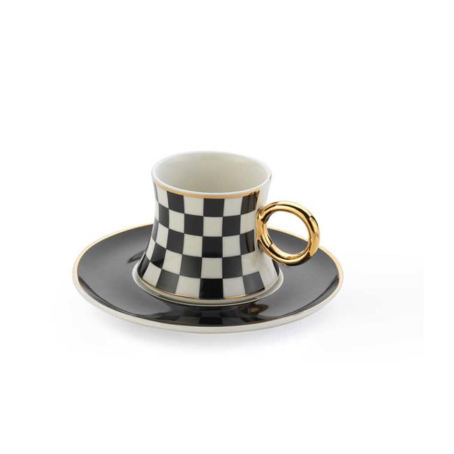 A8632 FREEDOM 6LI KAHVE TAKIMI SİYAH KARELİ